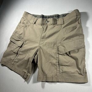 Duluth Trading Flex Dry On The Fly Cargo Shorts Mens 42 Khaki Nylon Stretch